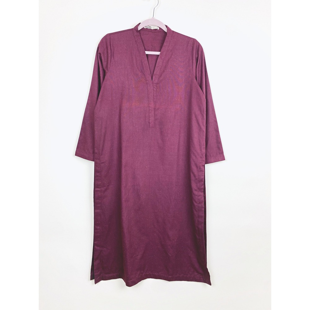 Khaadi Longline Tunic Top Kurta Purple High Side Slit V-Neck Size 10